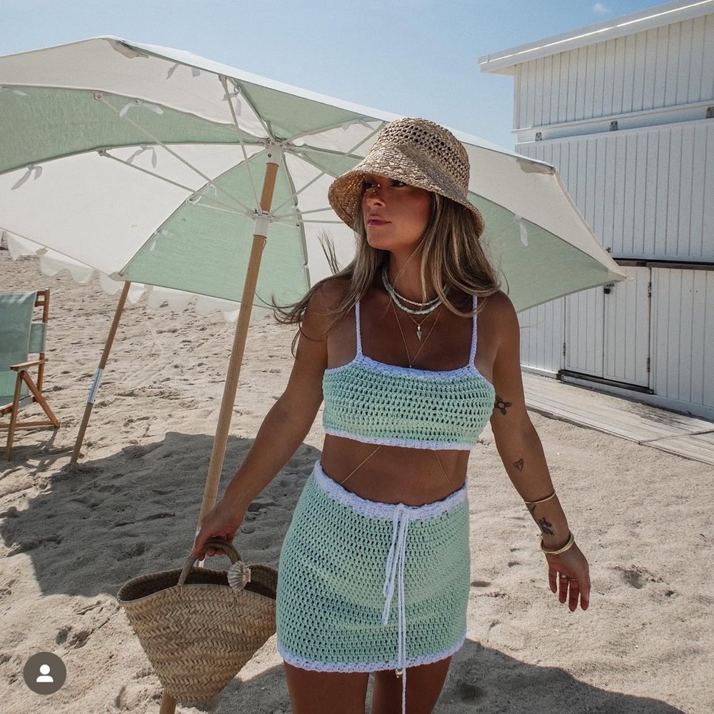 SOAH Swim Gia Crochet Crop Top + Kaia Crochet Mini Skirt
